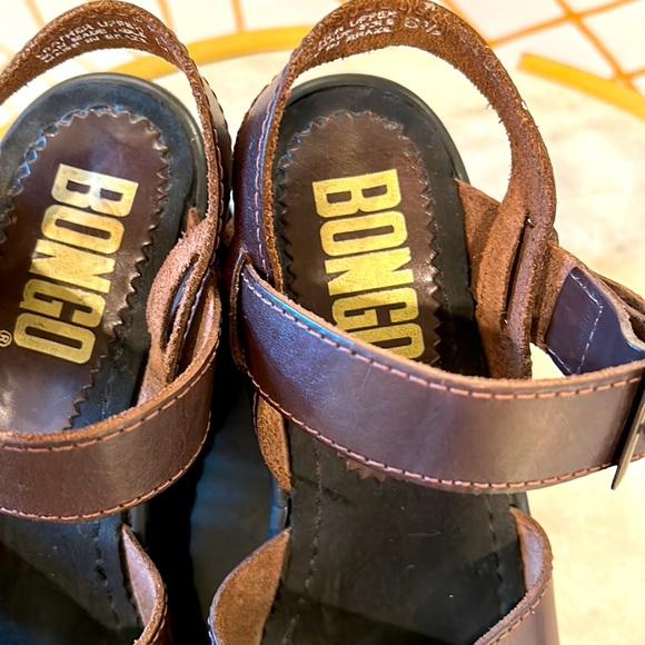 Vintage BONGO Brown Leather Upper Platform Sandals. Size 6 1/2. - Picture 2 of 6